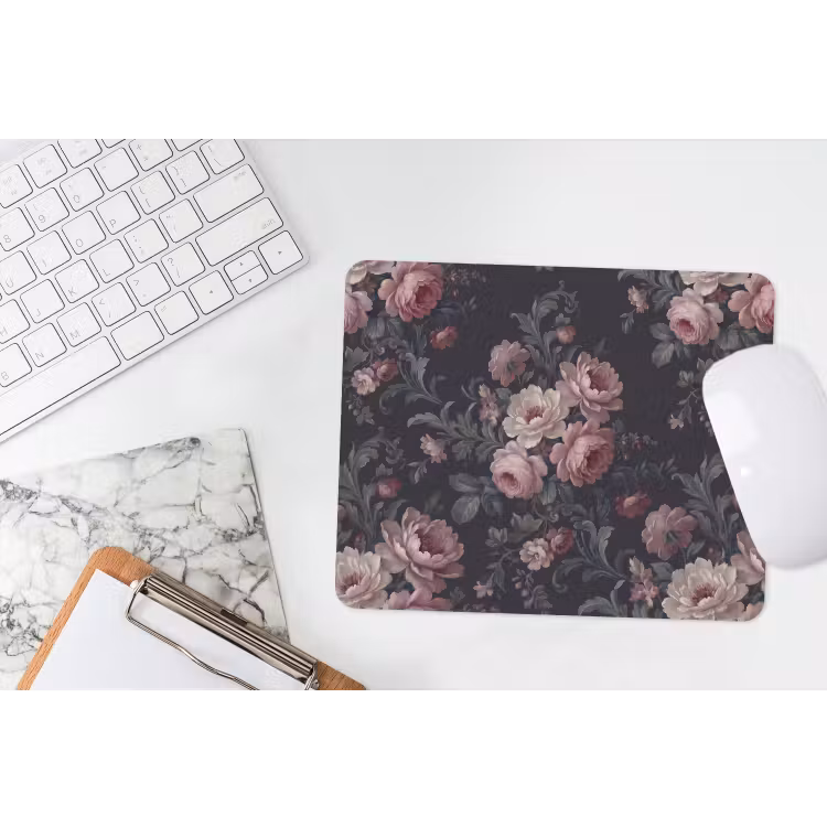 Bloemen - Patroon - Sierlijk - Roze - Donker muismat rubber klein -witbureau