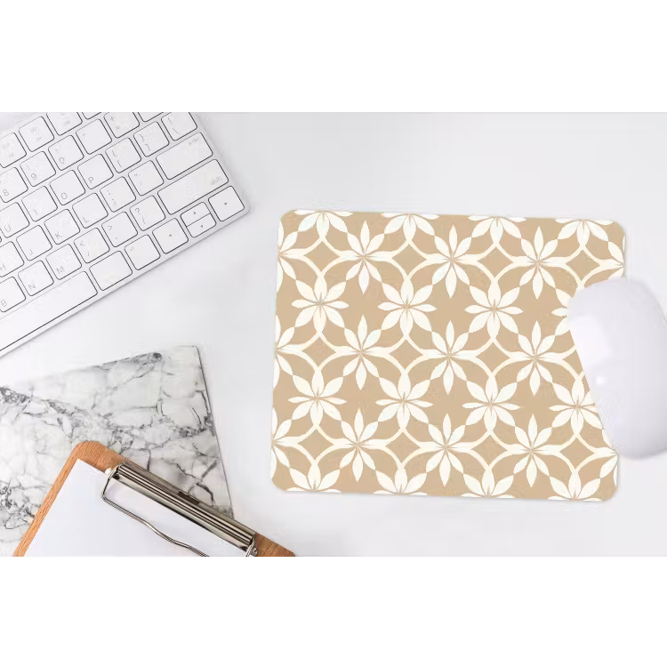 Bloemen - Patroon - Beige muismat rubber klein 262 -witbureau