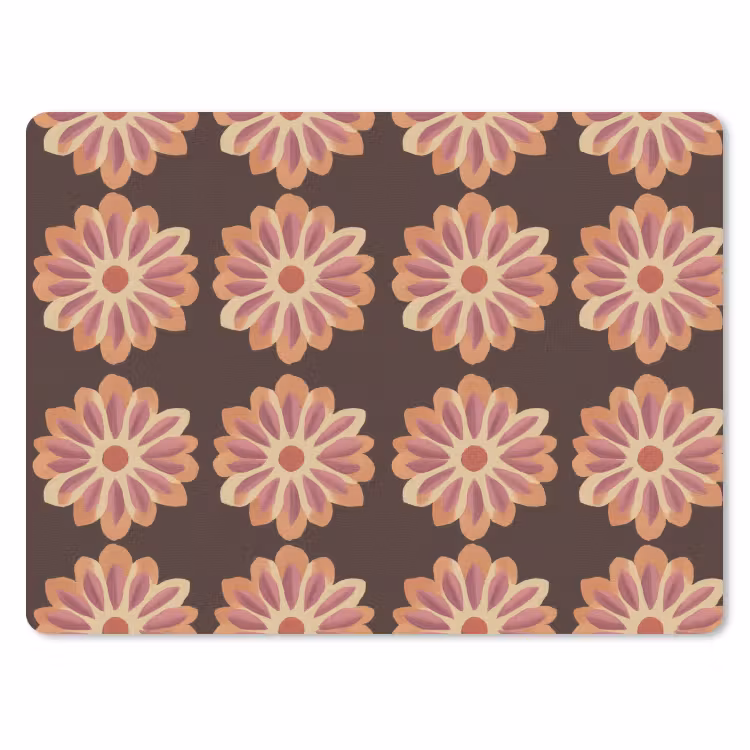 Bloemen - Patroon - Bruin muismat rubber klein 262 -3d