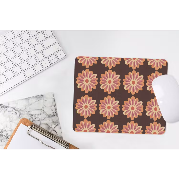 Bloemen - Patroon - Bruin muismat rubber klein 262 -witbureau