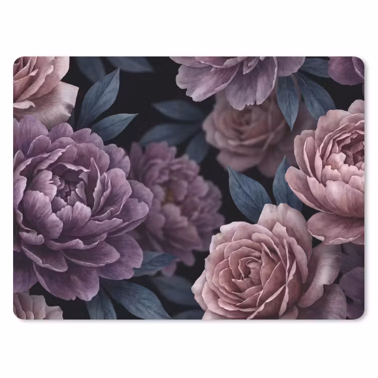 Bloemen - Patroon - Donker - Botanisch - Paars muismat rubber klein -3d
