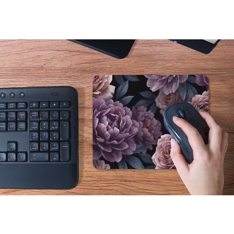 Bloemen - Patroon - Donker - Botanisch - Paars muismat rubber klein -toetsenbord