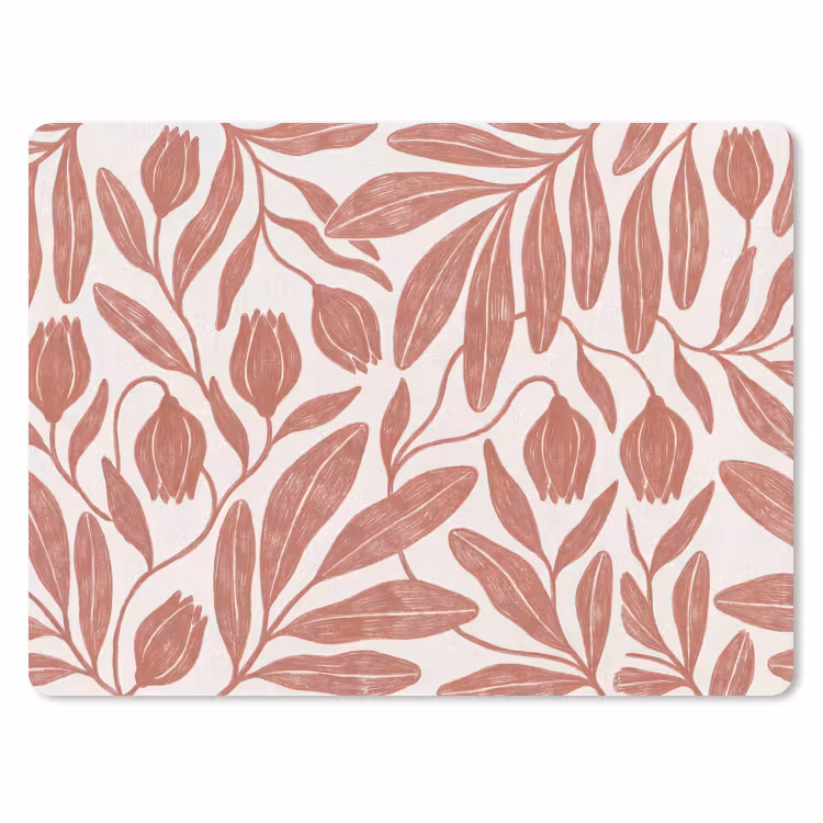 Bloemen - Patroon - Modern - Natuur - Bruin muismat rubber klein -3d