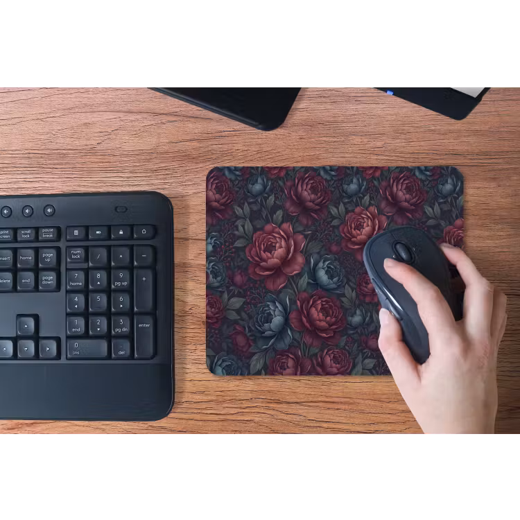 Bloemen - Patroon - Natuur - Klassiek - Donker muismat rubber klein -toetsenbord