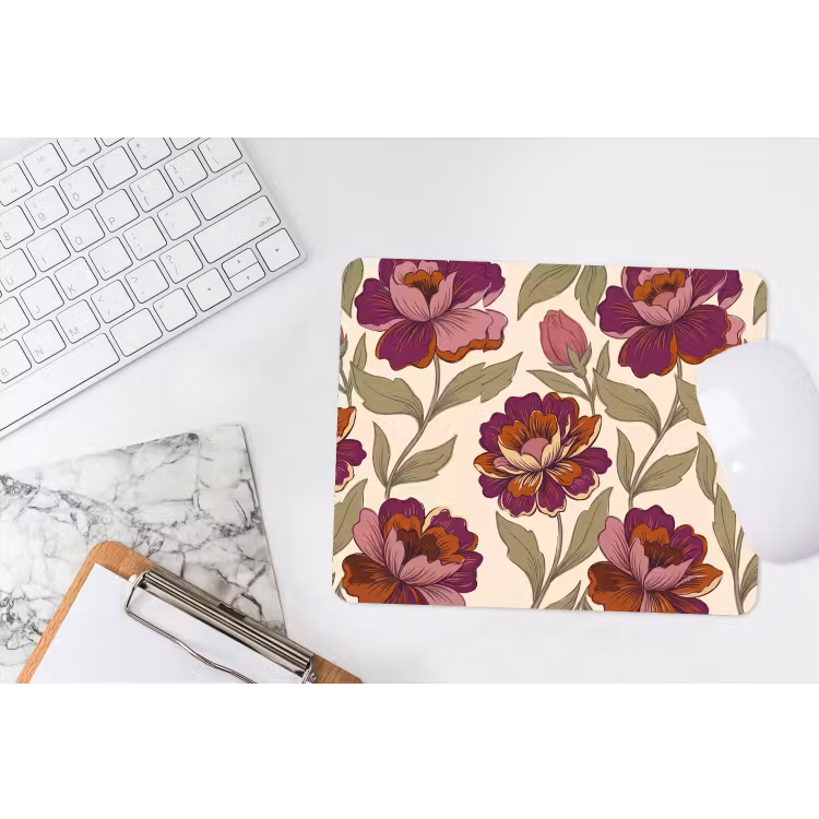 Bloemen - Patroon - Natuur - Modern - Paars muismat rubber klein -witbureau