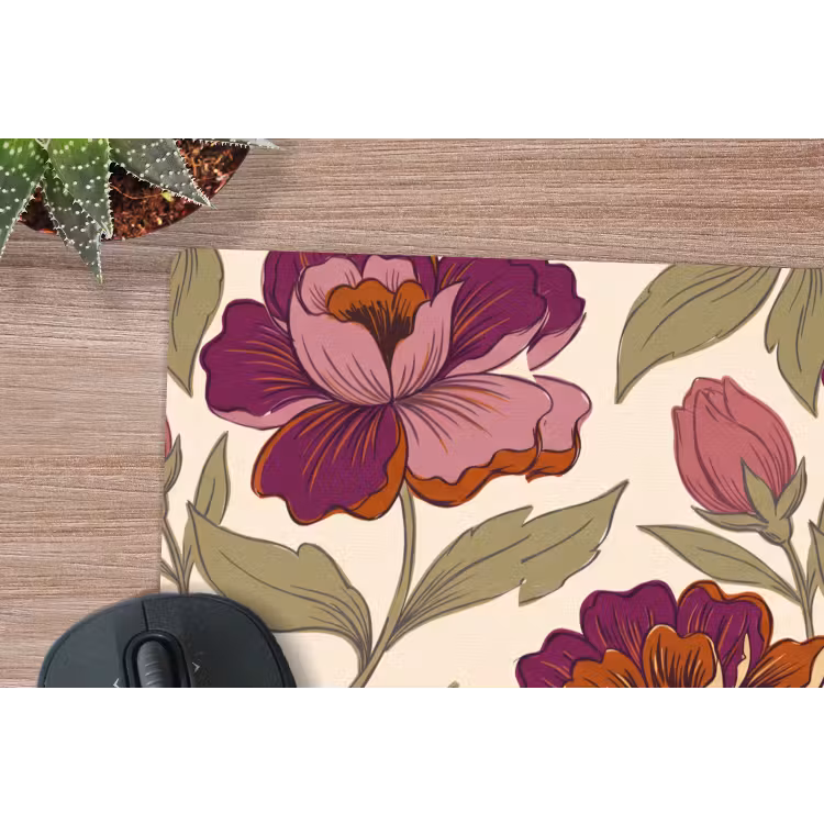 Bloemen - Patroon - Natuur - Modern - Paars muismat rubber klein -closeup