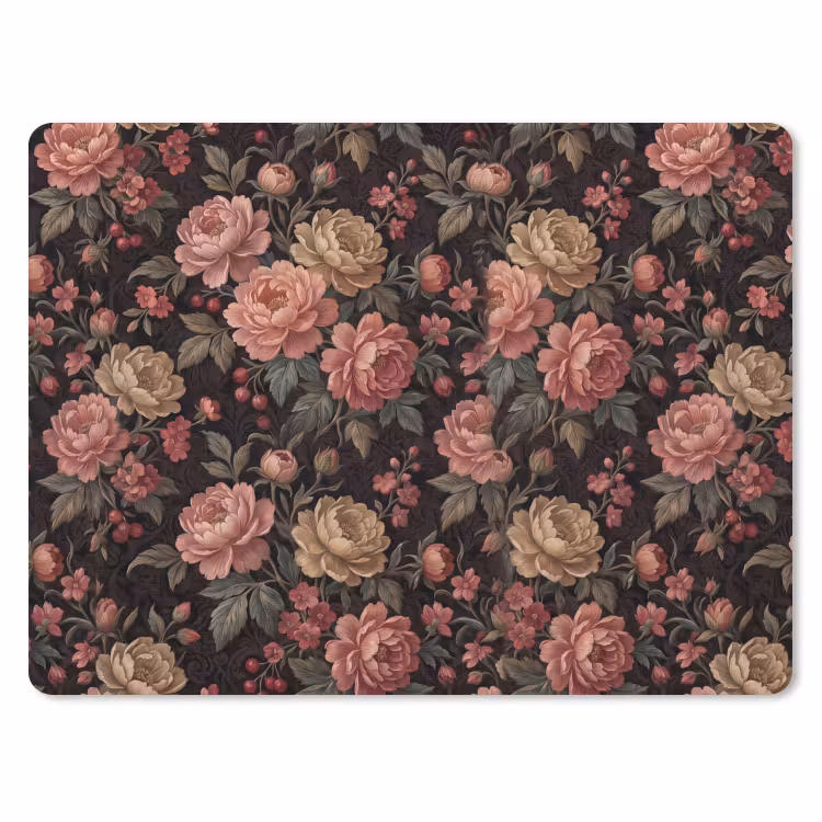 Bloemen - Patroon - Natuur - Vintage - Roze muismat rubber klein -3d