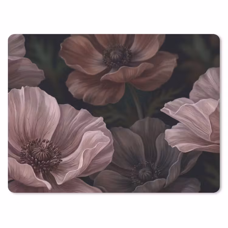 Bloemen - Natuur - Roze - Donker - Modern muismat rubber klein -3d