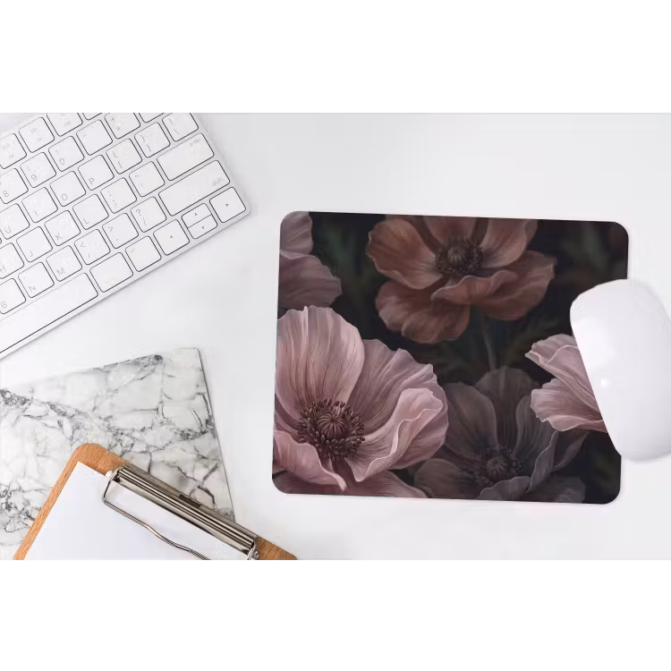 Bloemen - Natuur - Roze - Donker - Modern muismat rubber klein -witbureau