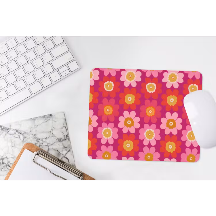 Bloemen - Retro - Kleurrijk muismat rubber klein 262 -witbureau