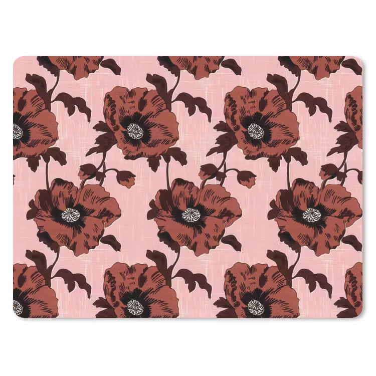 Bloemen - Retro - Rood muismat rubber klein 262 -3d