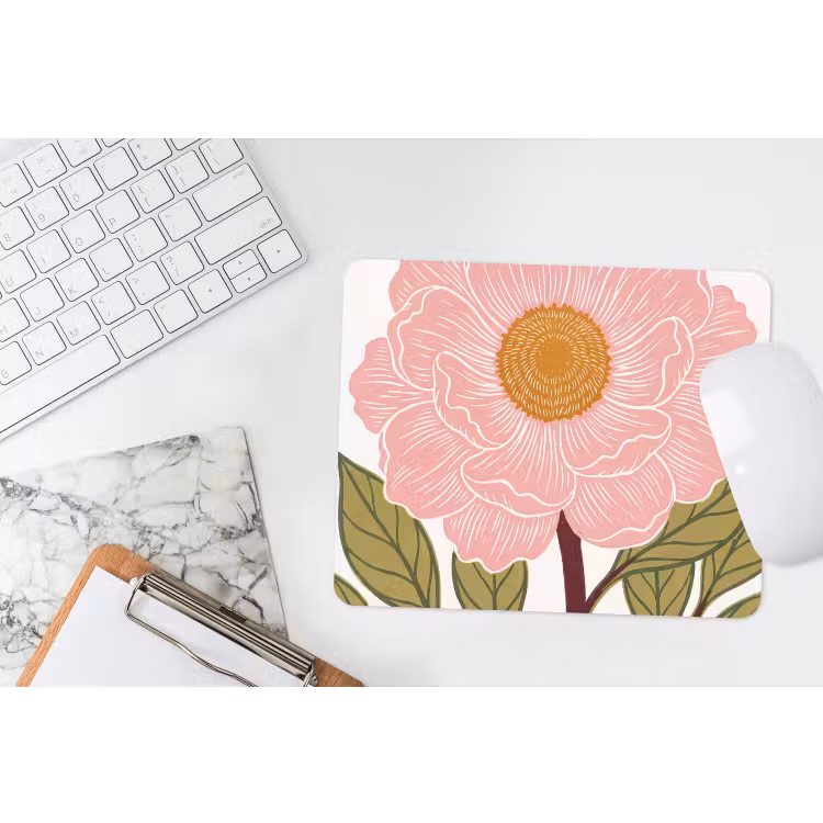 Mauspad - Blumen – Rosa – Illustration - Bloemen - Roze - Illustratie muismat rubber klein
