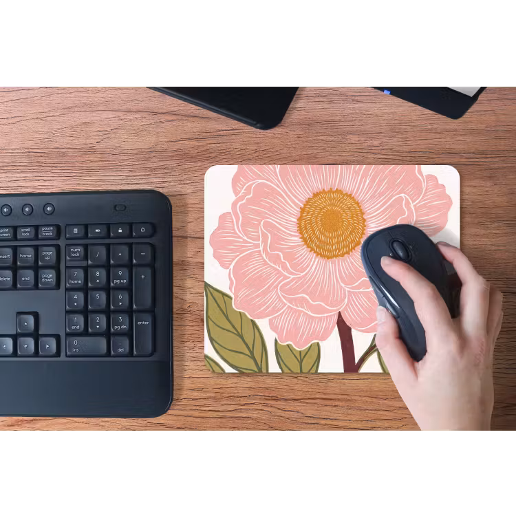 Mauspad - Blumen – Rosa – Illustration - Bloemen - Roze - Illustratie muismat rubber klein