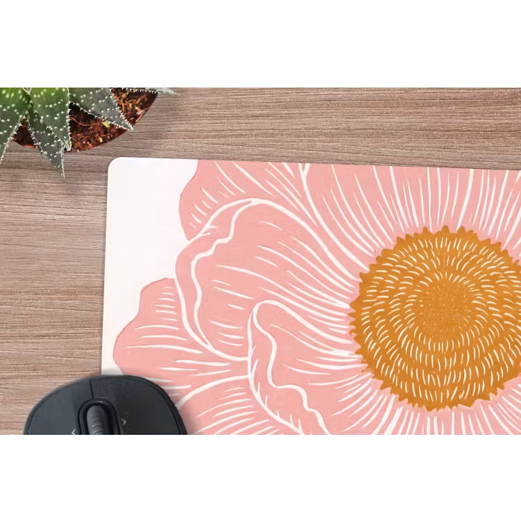 Mauspad - Blumen – Rosa – Illustration - Bloemen - Roze - Illustratie muismat rubber klein