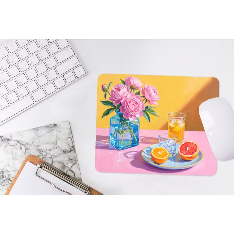 Mauspad - Blumen – Rosa – Modern - Bloemen - Roze - Modern muismat rubber klein