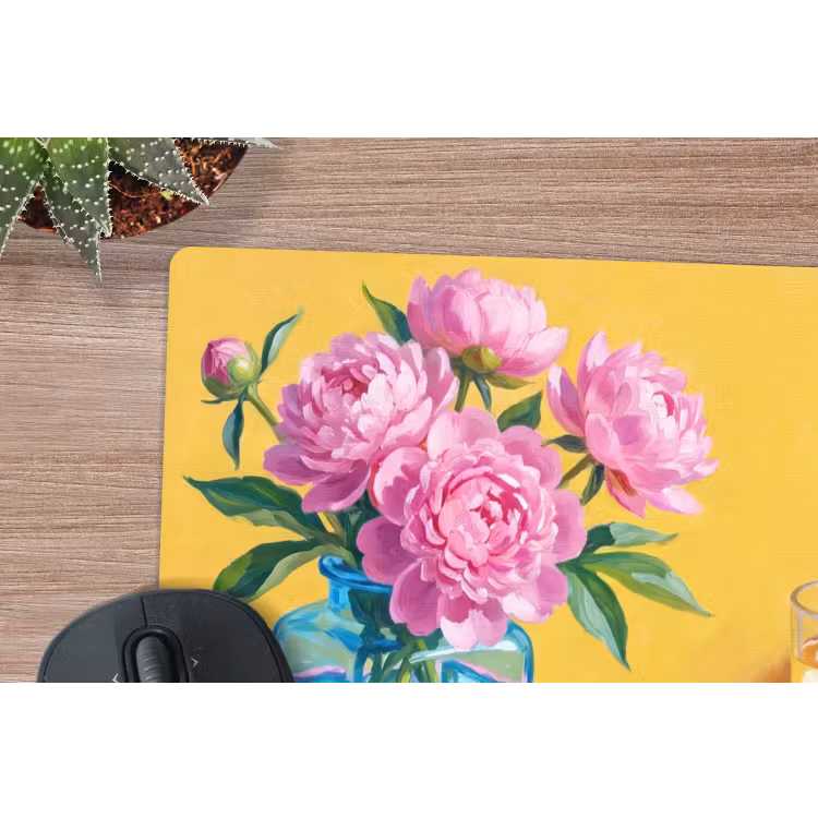 Mauspad - Blumen – Rosa – Modern - Bloemen - Roze - Modern muismat rubber klein