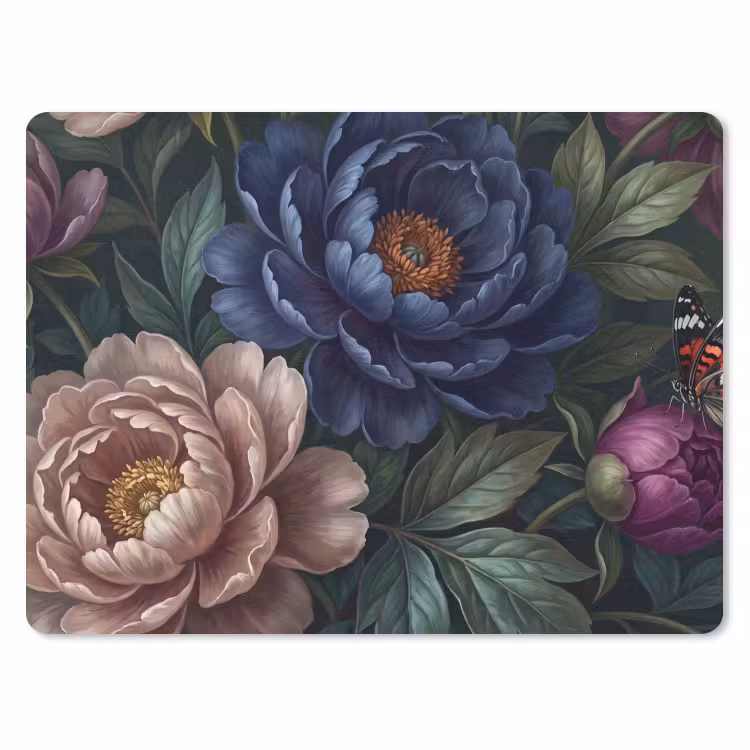 Bloemen - Vlinder - Natuur - Modern - Paars muismat rubber klein -3d