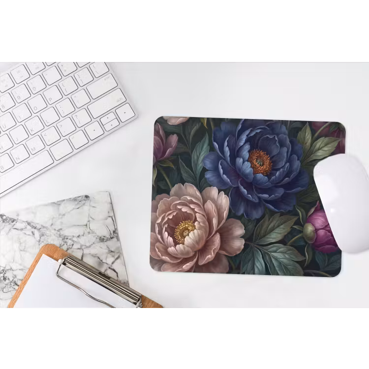 Bloemen - Vlinder - Natuur - Modern - Paars muismat rubber klein -witbureau