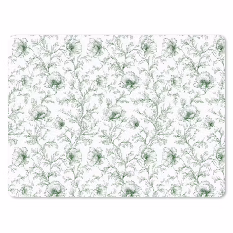 Bloemen - Getekend - Groen muismat rubber klein 262 -3d