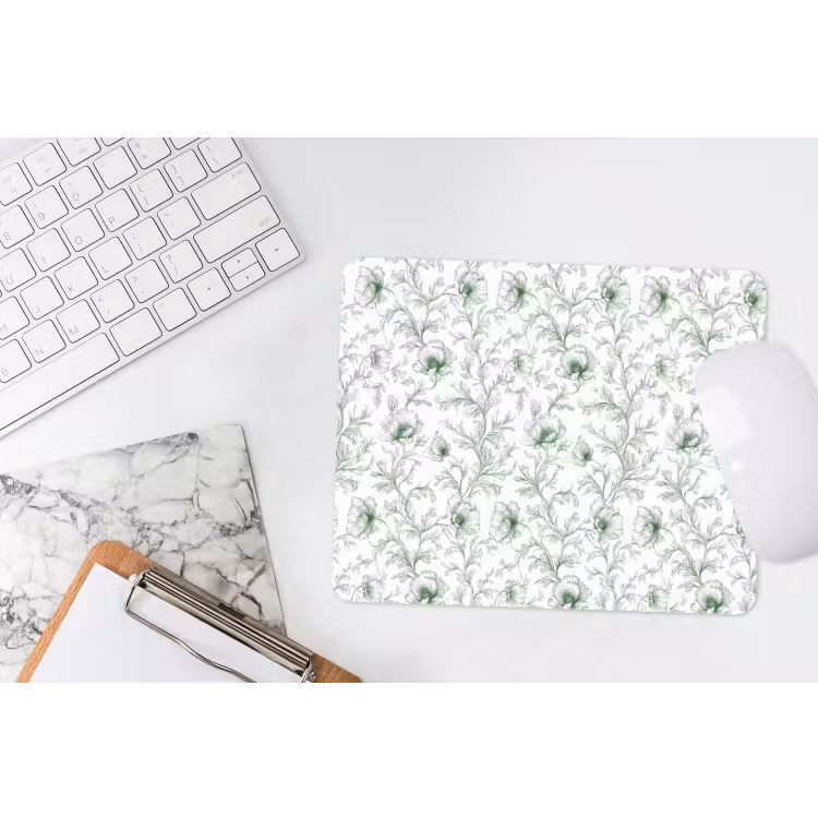 Bloemen - Getekend - Groen muismat rubber klein 262 -witbureau