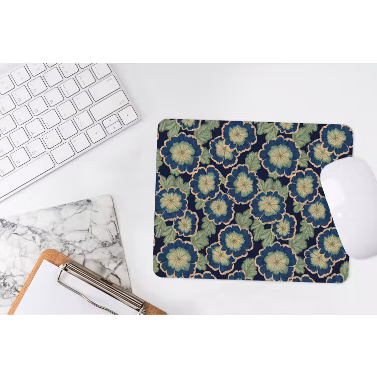 Bloemen - Borduurwerk - Patroon - Blauw - Groen muismat rubber klein 262 -witbureau