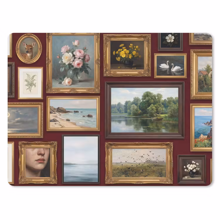 Bloemen - Vaas - Klassiek - Kunst - Rood muismat rubber klein -3d