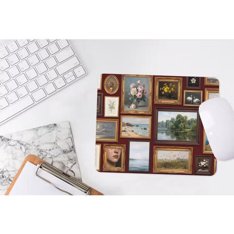 Bloemen - Vaas - Klassiek - Kunst - Rood muismat rubber klein -witbureau