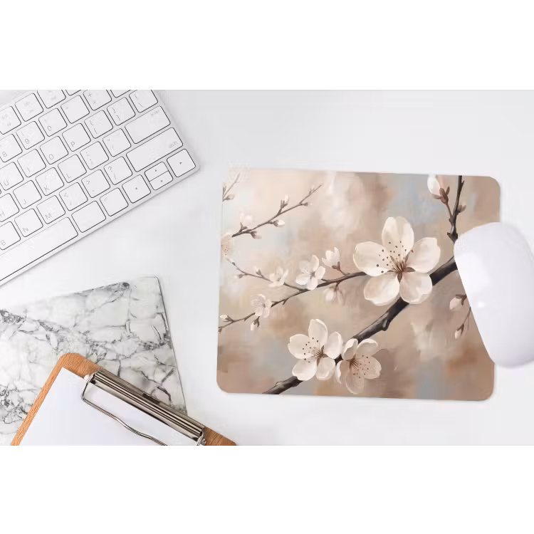 Bloesem - Takken - Schilderij - Beige - Serene muismat rubber klein -witbureau
