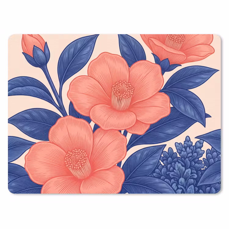 Mauspad - Blüten – Blätter – Botanik - Bloemen - Bladeren - Botanisch muismat rubber klein