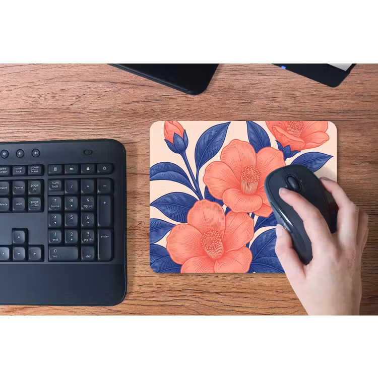Mauspad - Blüten – Blätter – Botanik - Bloemen - Bladeren - Botanisch muismat rubber klein