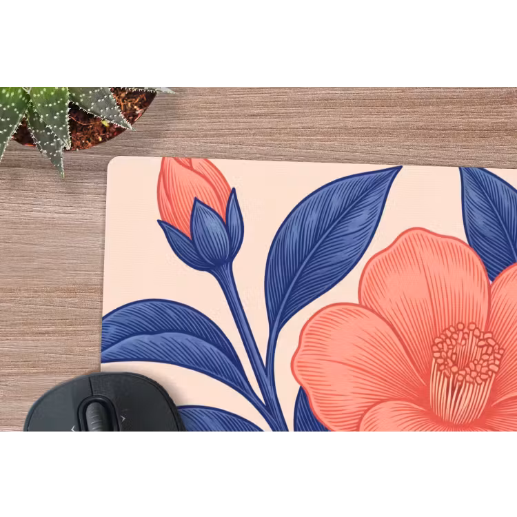 Mauspad - Blüten – Blätter – Botanik - Bloemen - Bladeren - Botanisch muismat rubber klein