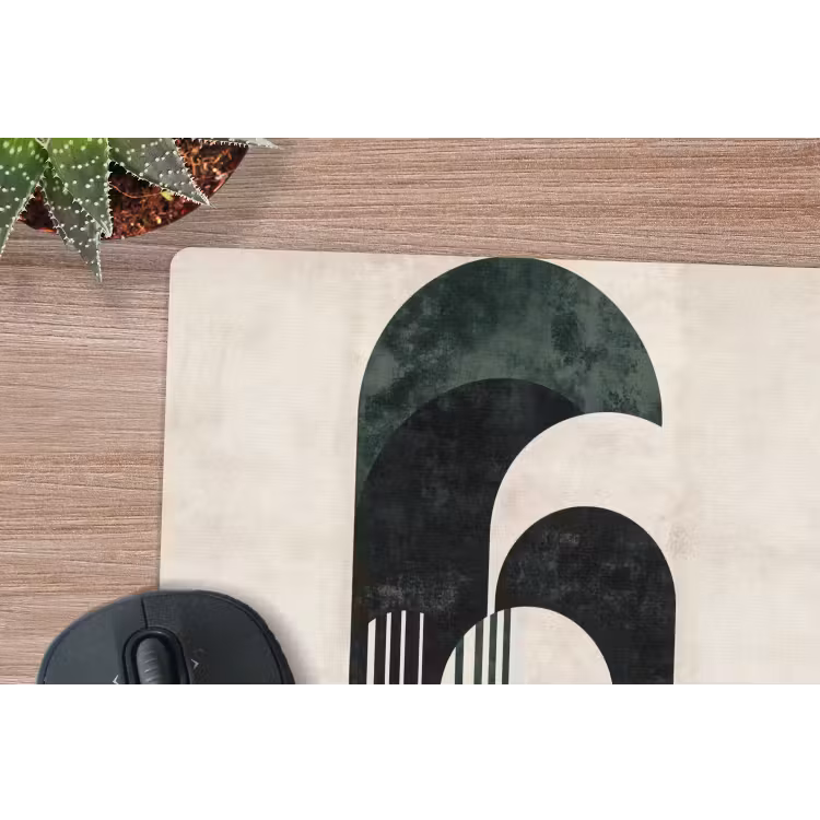 Bogen - Donkergroen - Lijnen muismat rubber klein -closeup