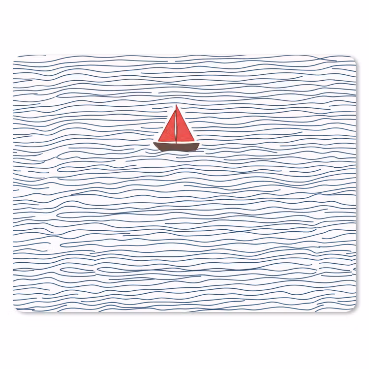 Boot - Water - Rood - Illustratie - Minimalistisch muismat rubber klein -3d