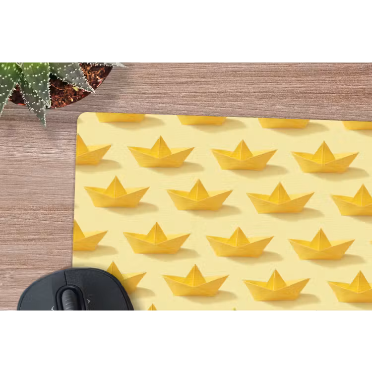 Bootjes - Origami - Creatief - Geel muismat rubber klein 262 -closeup