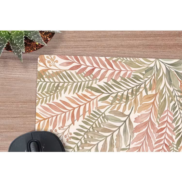 Botanisch - Aquarel - Kleurrijk muismat rubber klein -closeup