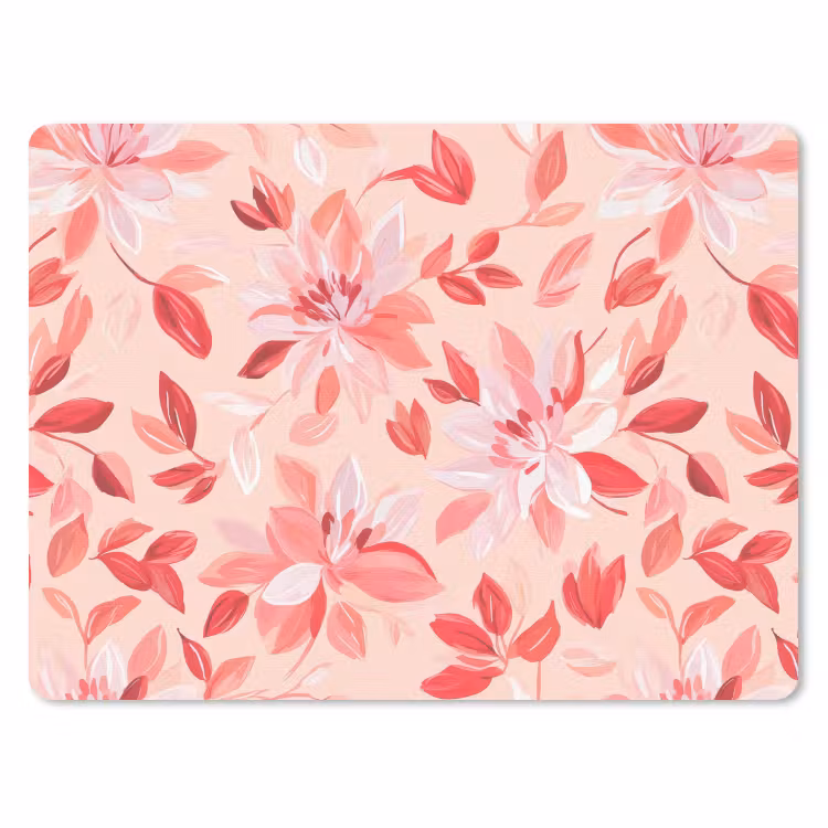 Botanisch - Bloemen - Rood muismat rubber klein 262 -3d