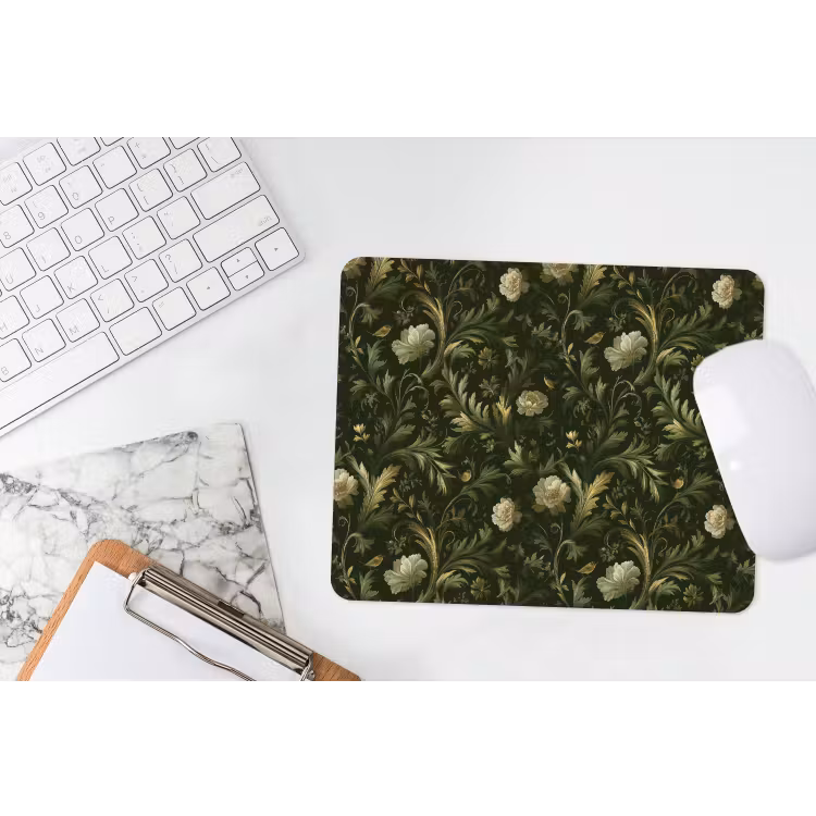 Botanisch - Naadloos - Bloemen muismat rubber klein 262 -witbureau