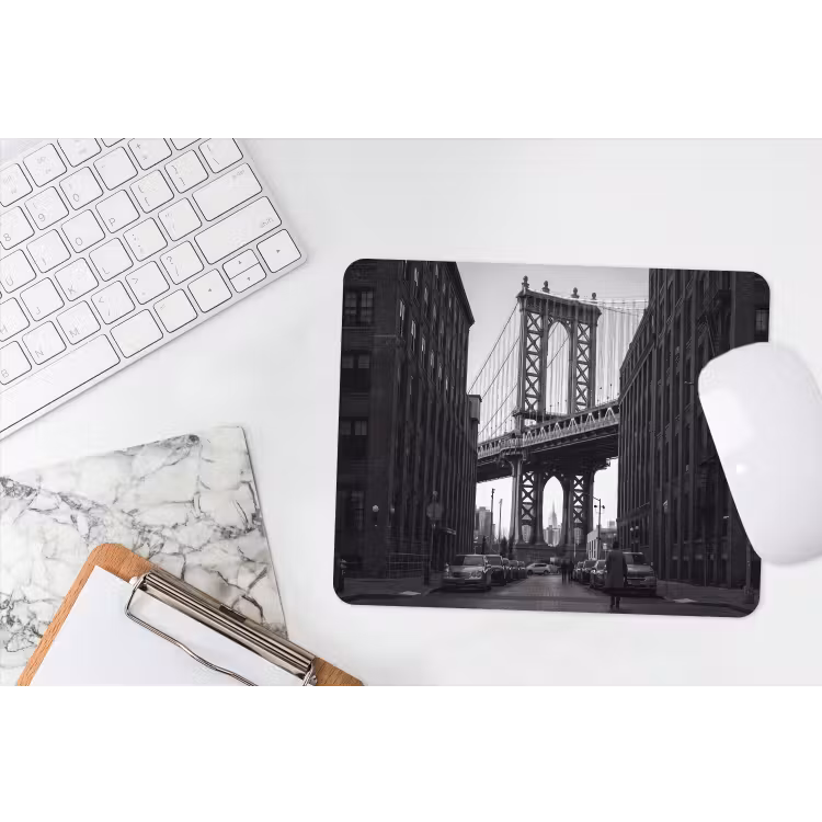 Brug - Stad - Architectuur - Modern - Zwart-wit muismat rubber klein -witbureau
