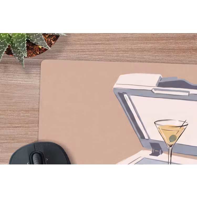 Kantoor - Drank - Humor - Illustratie muismat rubber klein -closeup