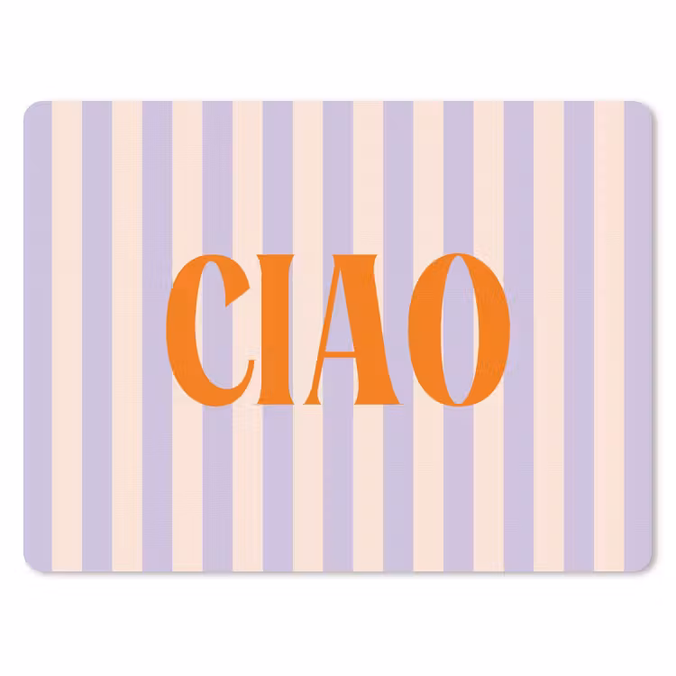 Ciao - Quote - Pastel - Strepen muismat rubber klein -3d