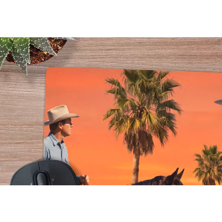 Mauspad - Cowboy – Pferd – Wüste - Cowboy - Paard - Woestijn muismat rubber klein