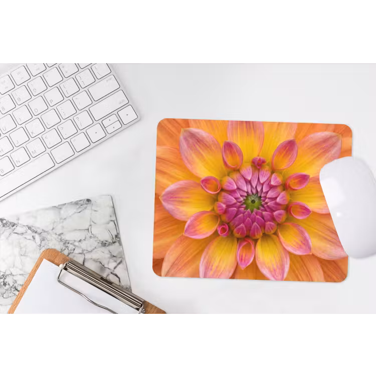 Dahlia - Bloem - Oranje muismat rubber klein -witbureau