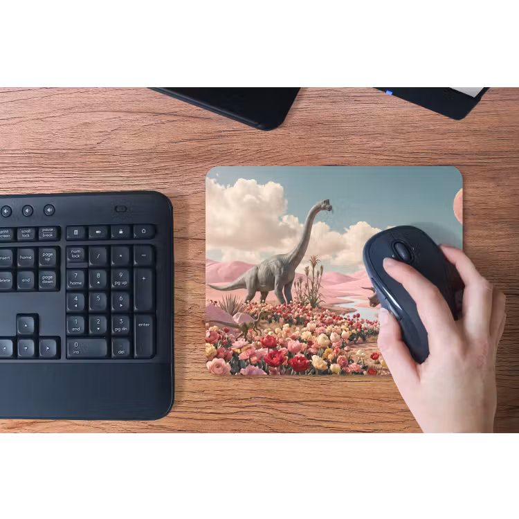 Mauspad - Dinosaurier – Rosa – Landschaft - Dinosaurus - Roze - Landschap muismat rubber klein