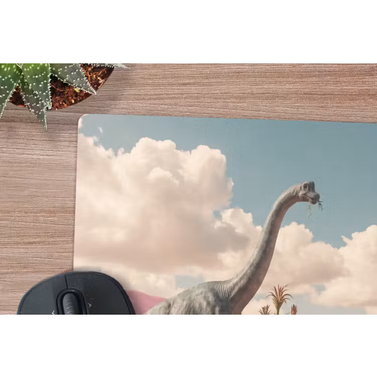 Mauspad - Dinosaurier – Rosa – Landschaft - Dinosaurus - Roze - Landschap muismat rubber klein