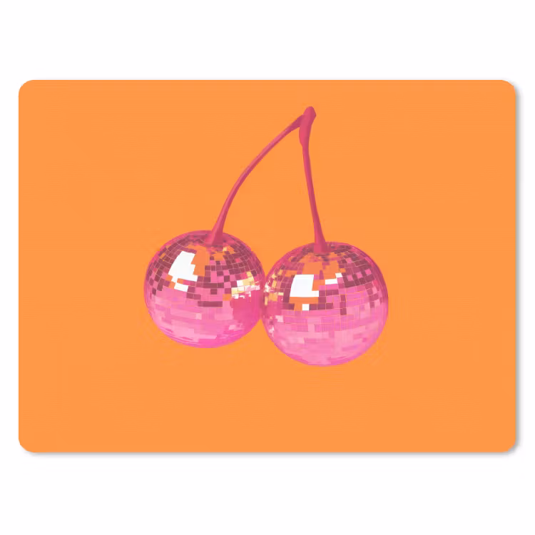 Discoballen - Kers - Spiegels - Roze muismat rubber klein -3d