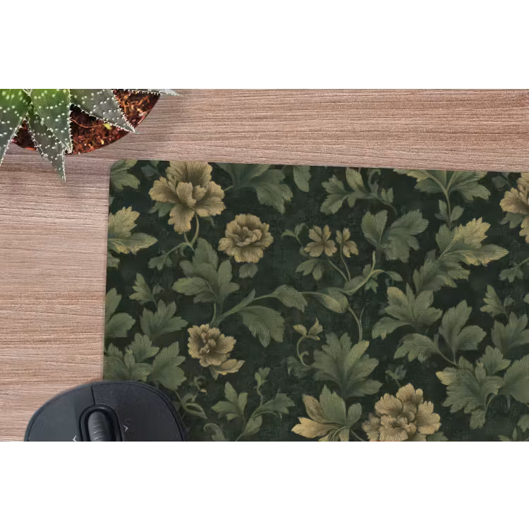 Donker - Groen - Goud - Botanisch muismat rubber klein 262 -closeup