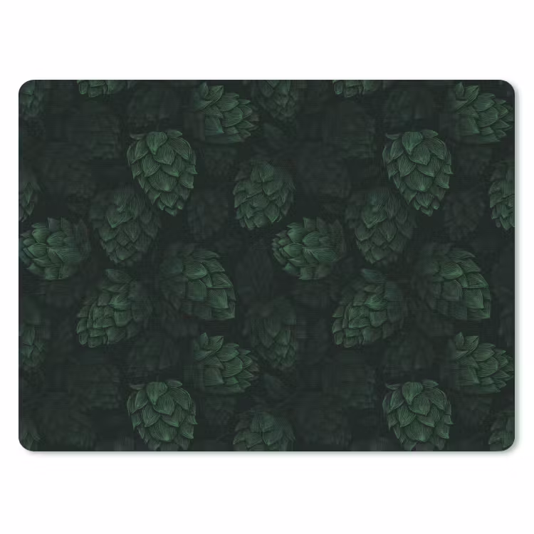 Donker - Groen - Hopbellen - Botanisch - Illustratie muismat rubber klein 262 -3d