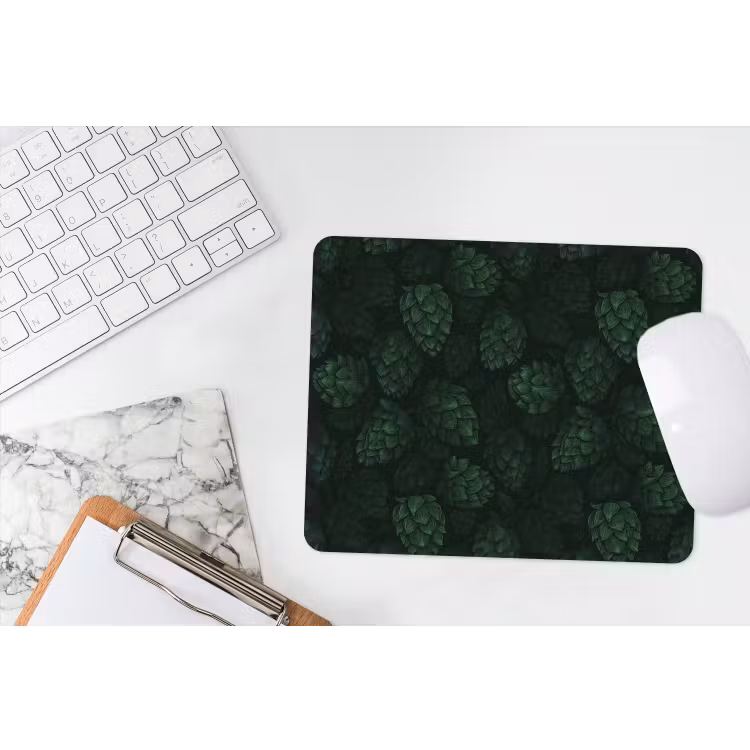 Donker - Groen - Hopbellen - Botanisch - Illustratie muismat rubber klein 262 -witbureau