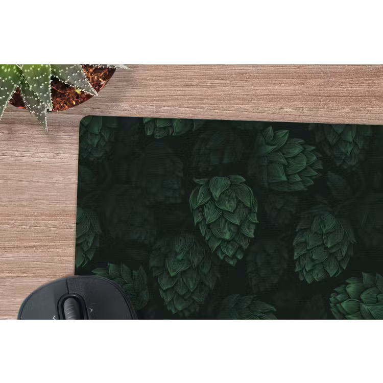 Donker - Groen - Hopbellen - Botanisch - Illustratie muismat rubber klein 262 -closeup