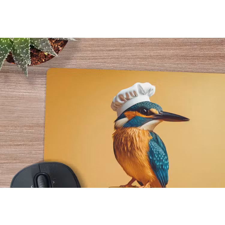 Ijsvogel - Pilaar - Koksmuts - Vogel muismat rubber klein -closeup